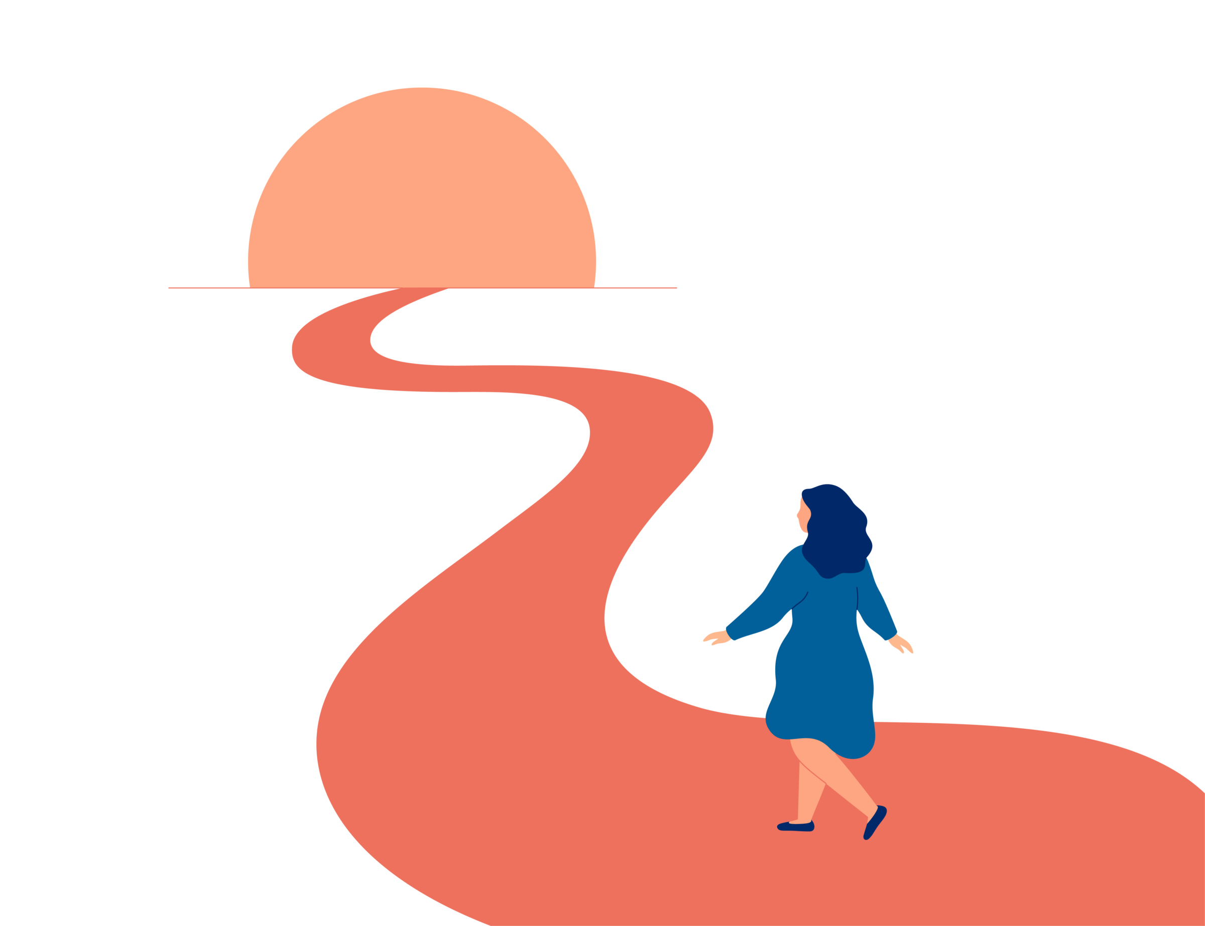 woman walking a road to better health