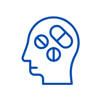 Illustration of a human with pills in their head