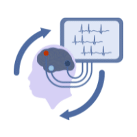 Illustration of a human brain hooked up to a screen
