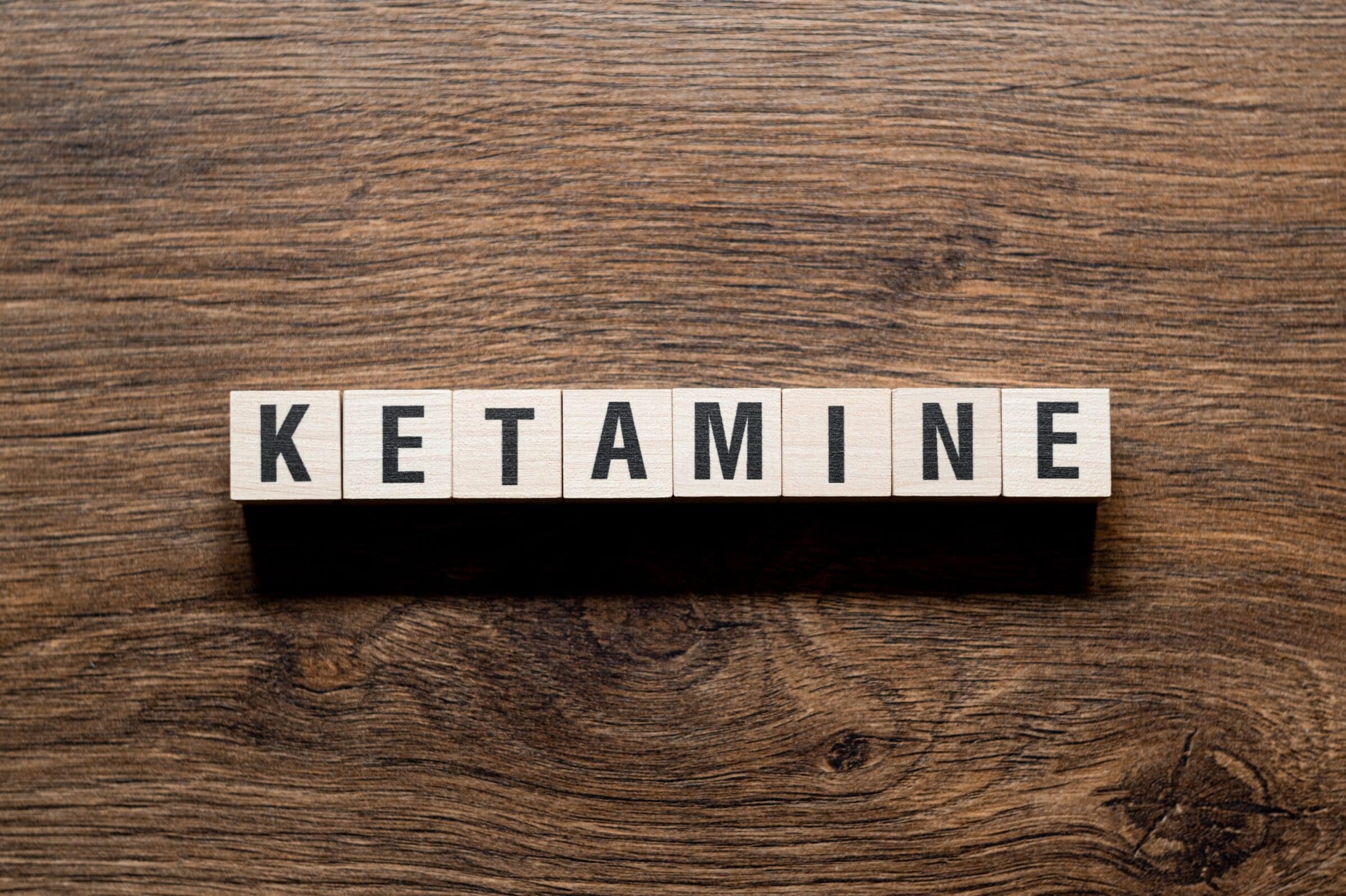 Ketamine is spelled out in wooden blocks.