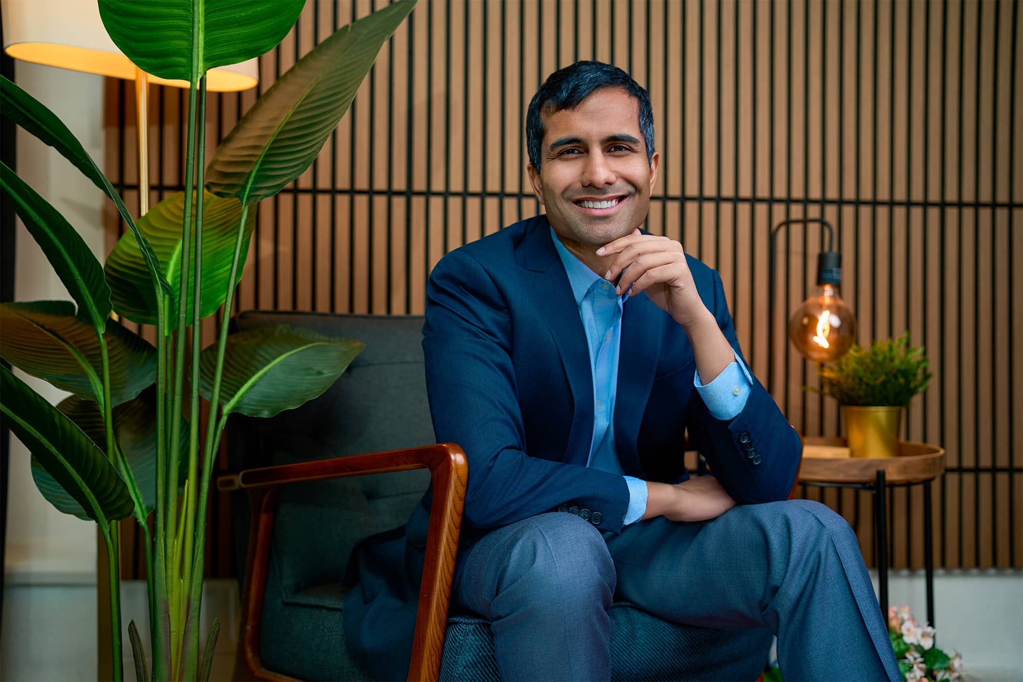 Dr. Ashvin Sood sitting in a chair